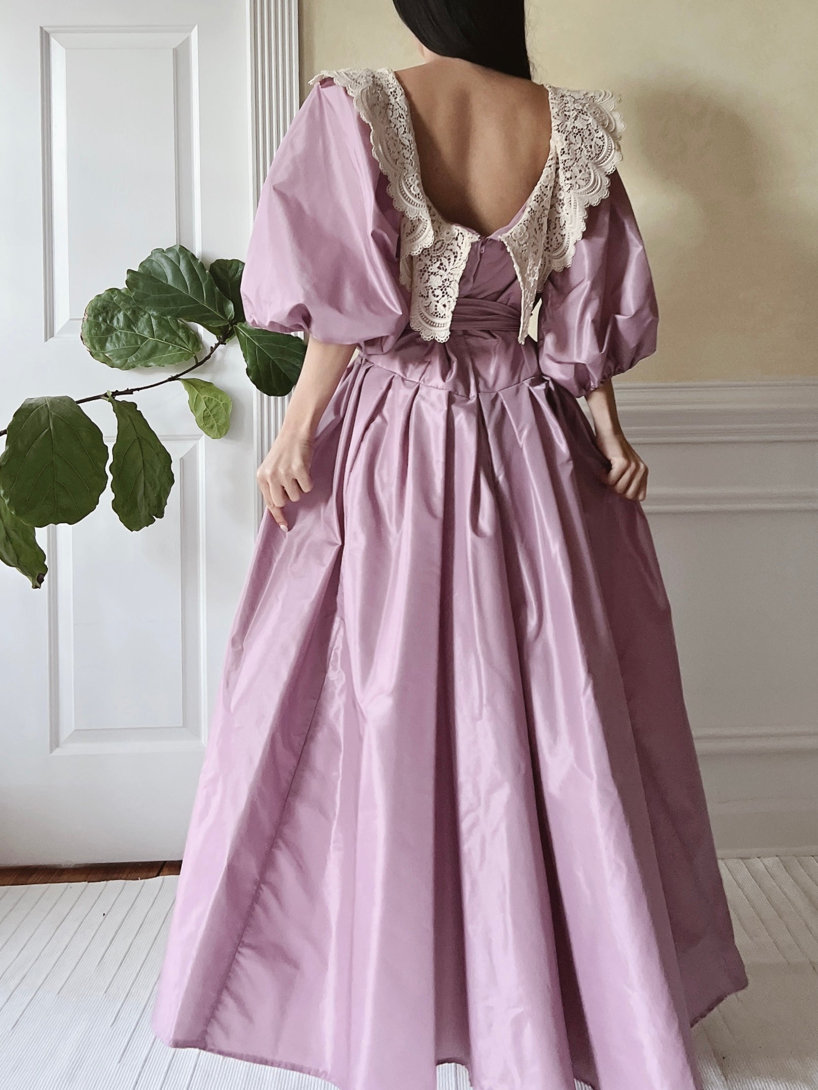1980s Victor Costa Puff Sleeve Dress - M