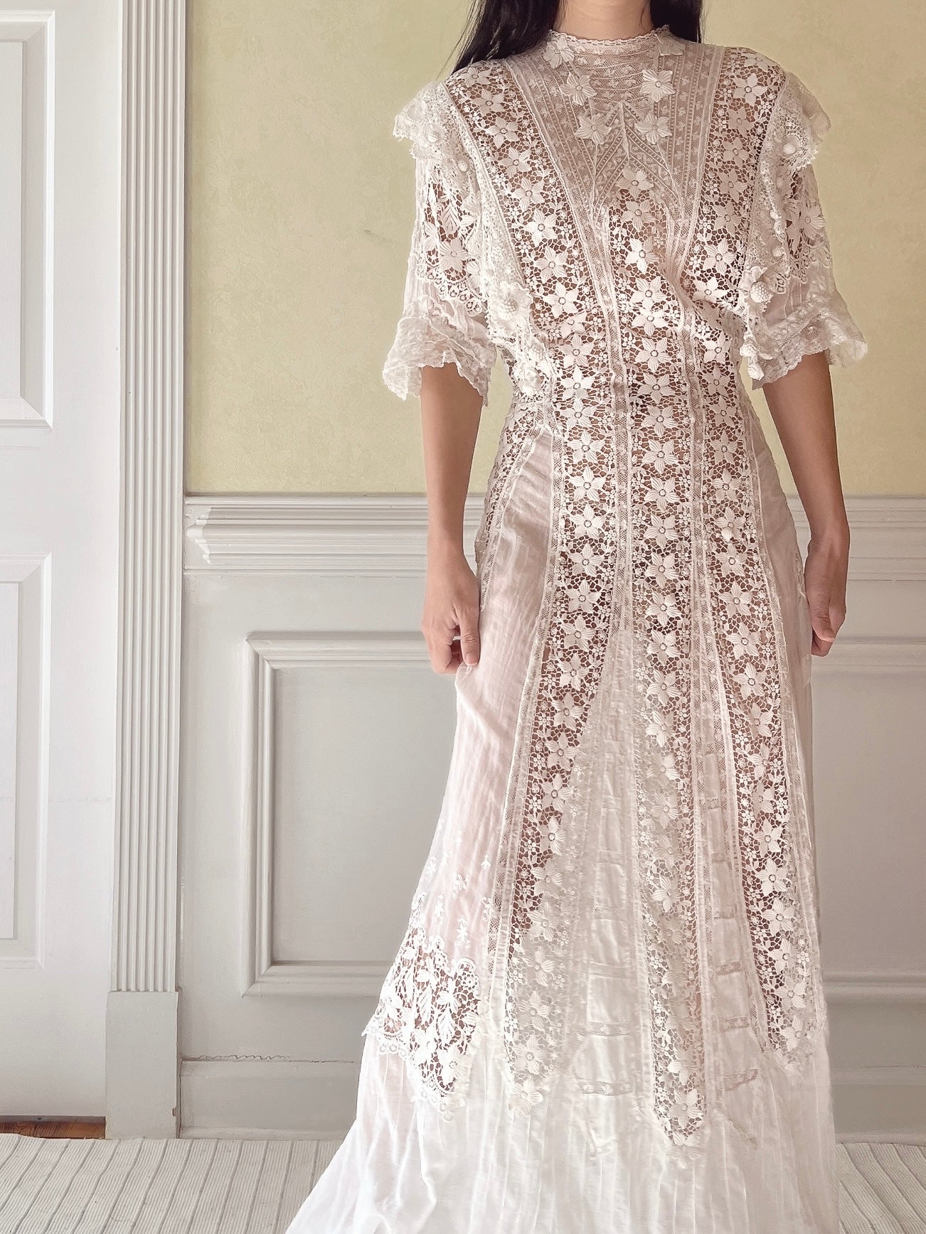 Antique Silk/Cotton Batiste Dress - S
