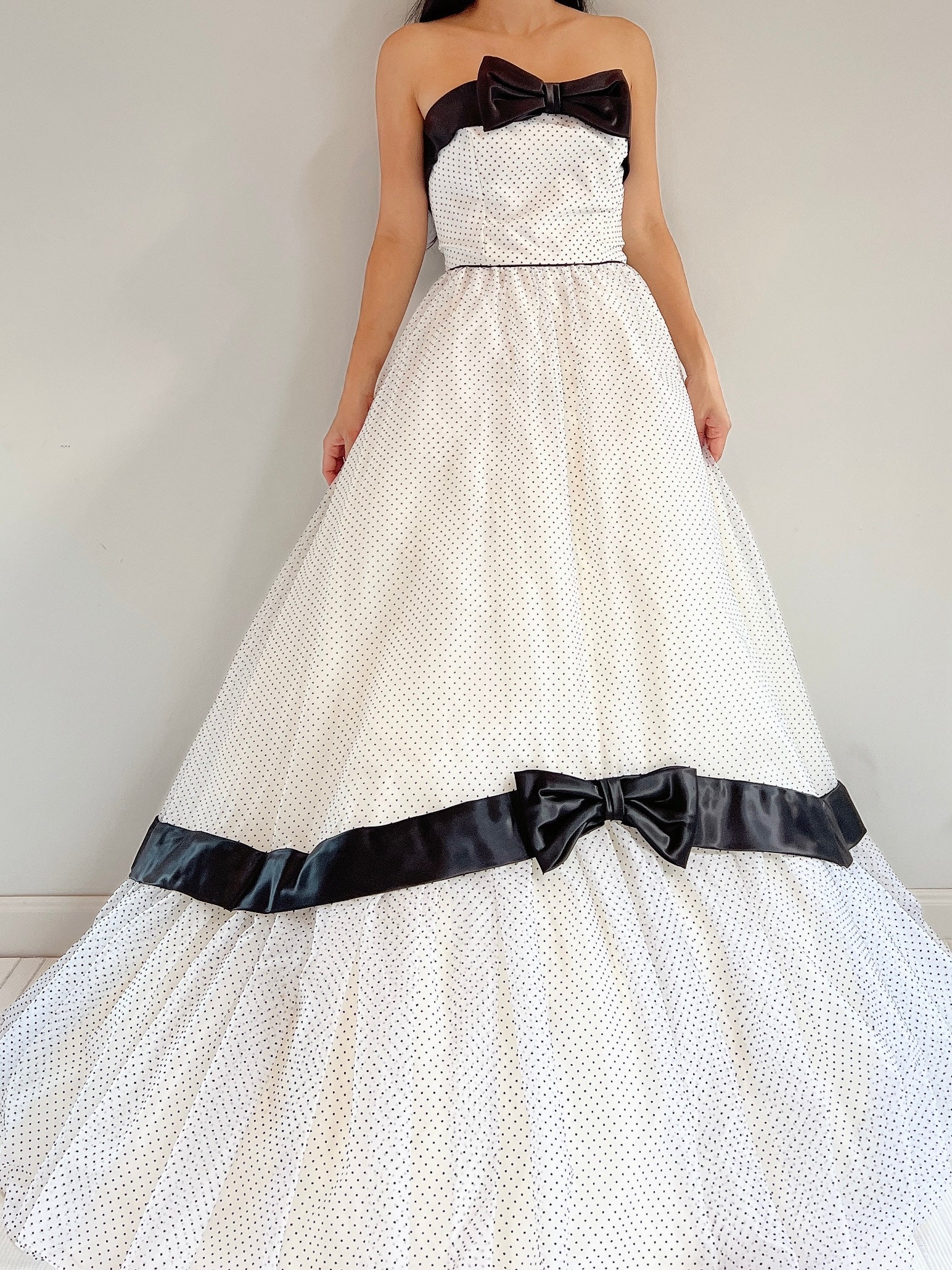 Vintage Strapless Dotted Dress - S/M