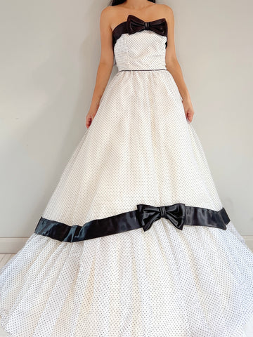 Vintage Strapless Dotted Dress - S/M