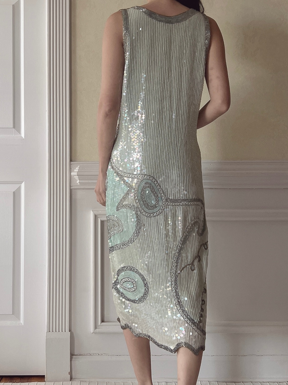 Vintage Sequins Mint Dress - S