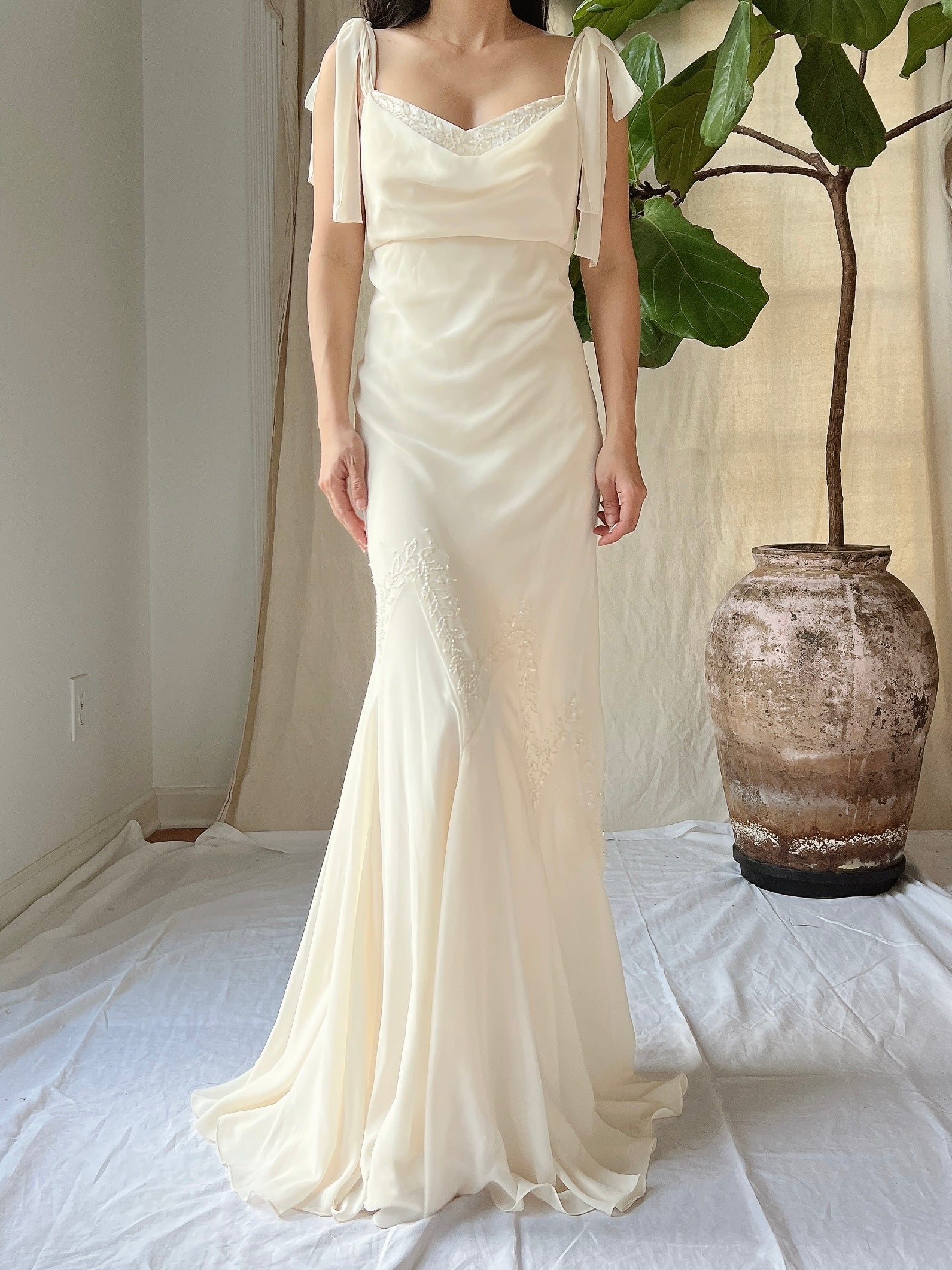 Vintage Chiffon Bias Cut Dress - S/M (4-6)