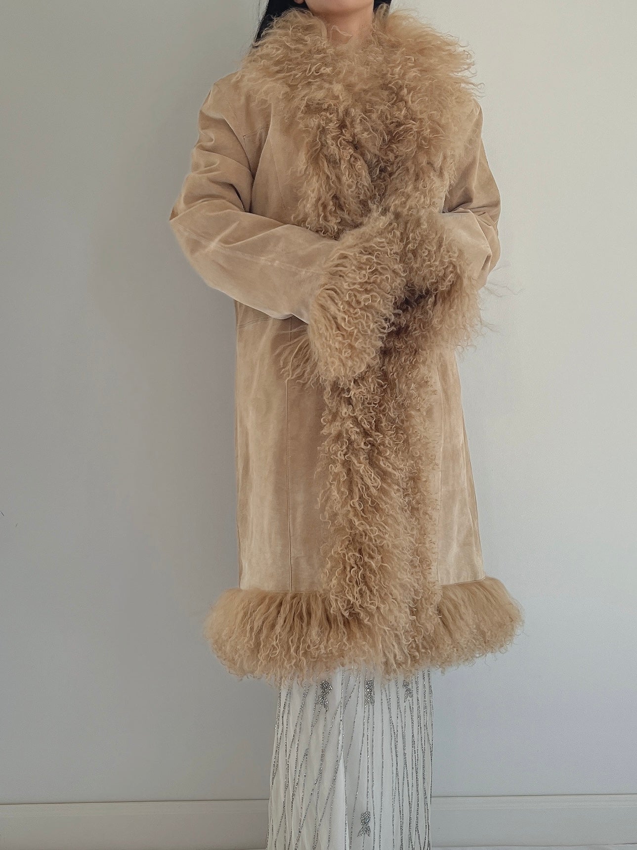Vintage Suede and Shaggy Fur Coat - M/L