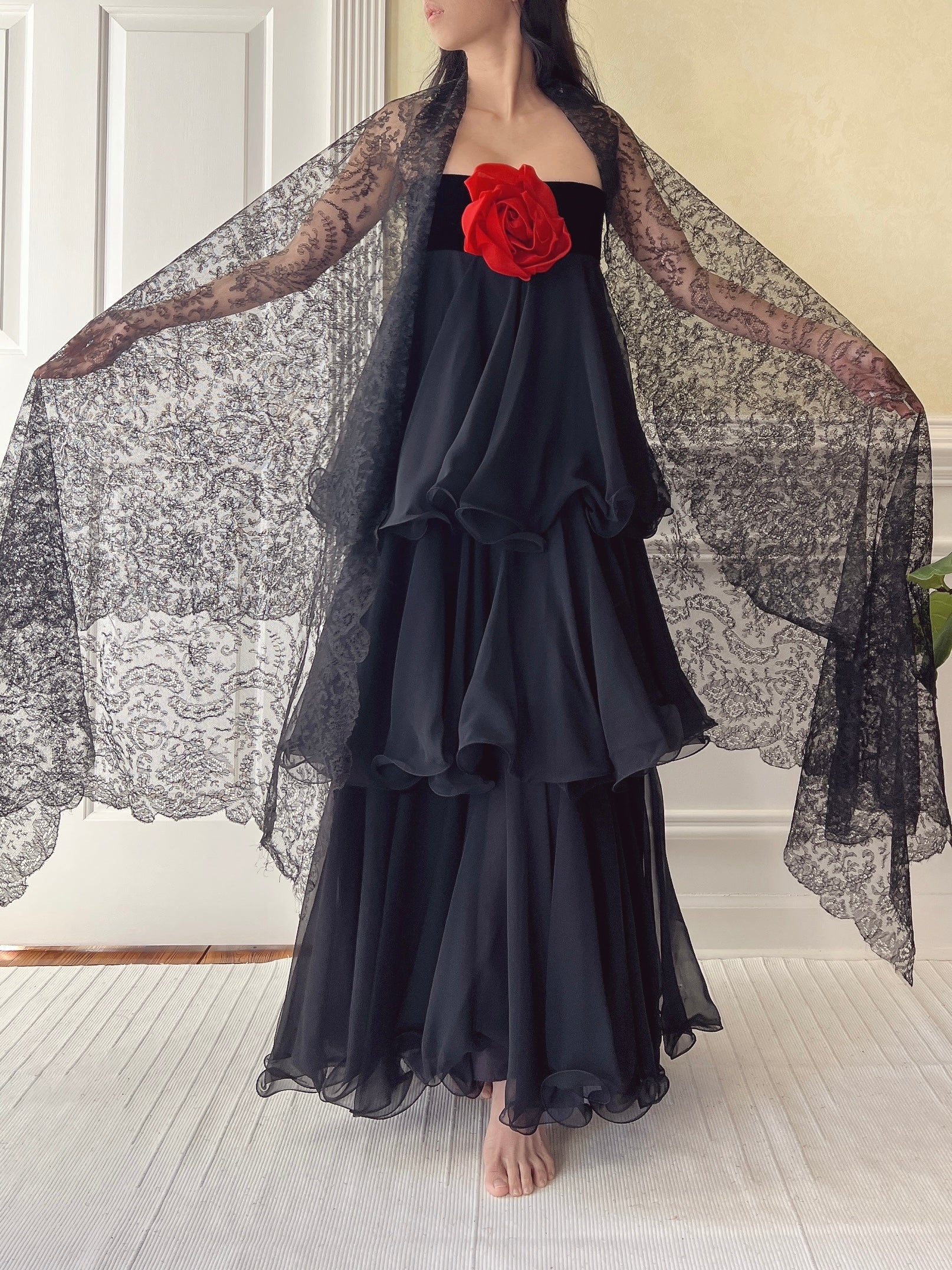 Vintage Silk Lace Scarf - OSFM