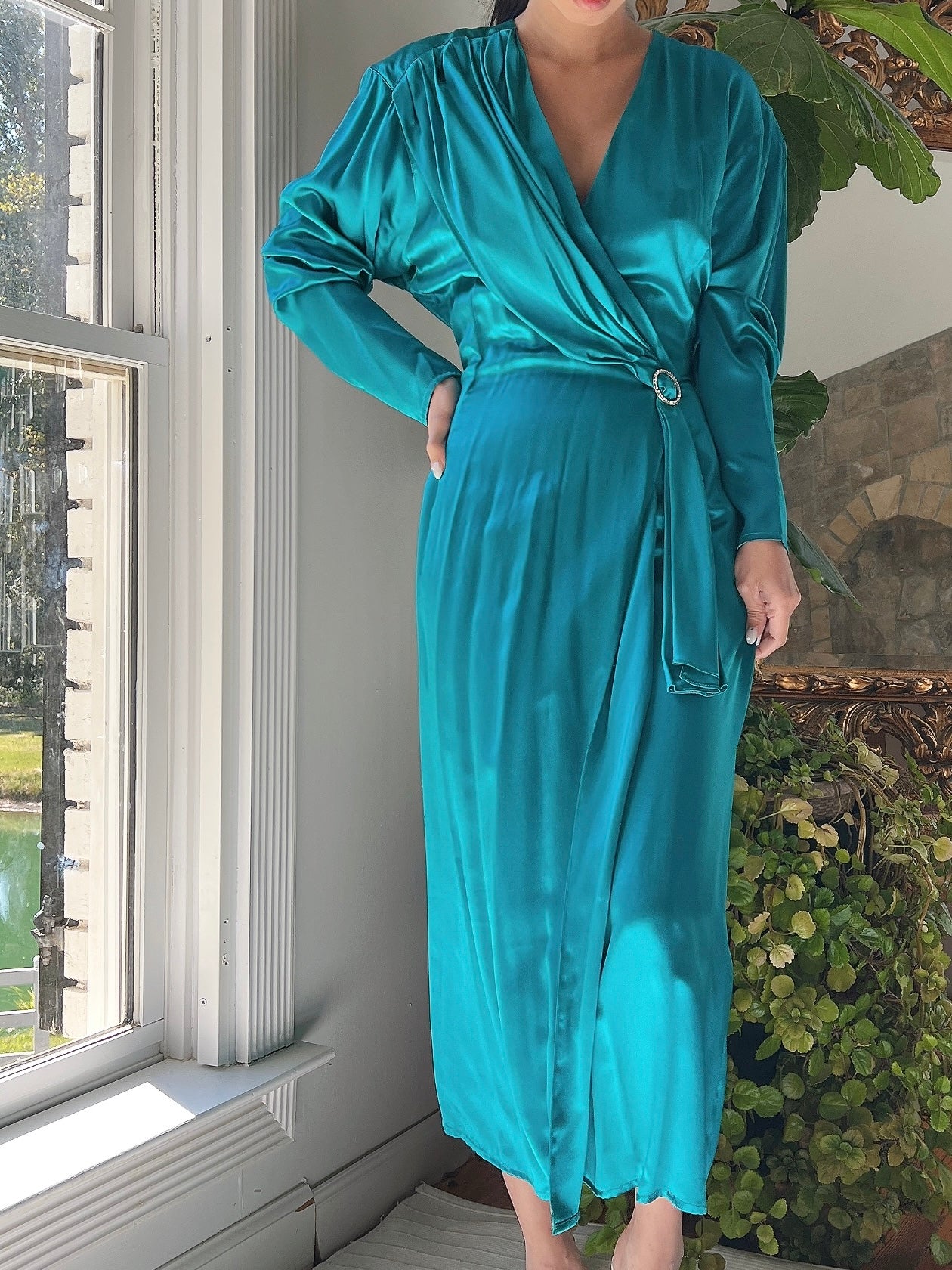 Vintage Silk Charmeuse Wrap Dress - S/M