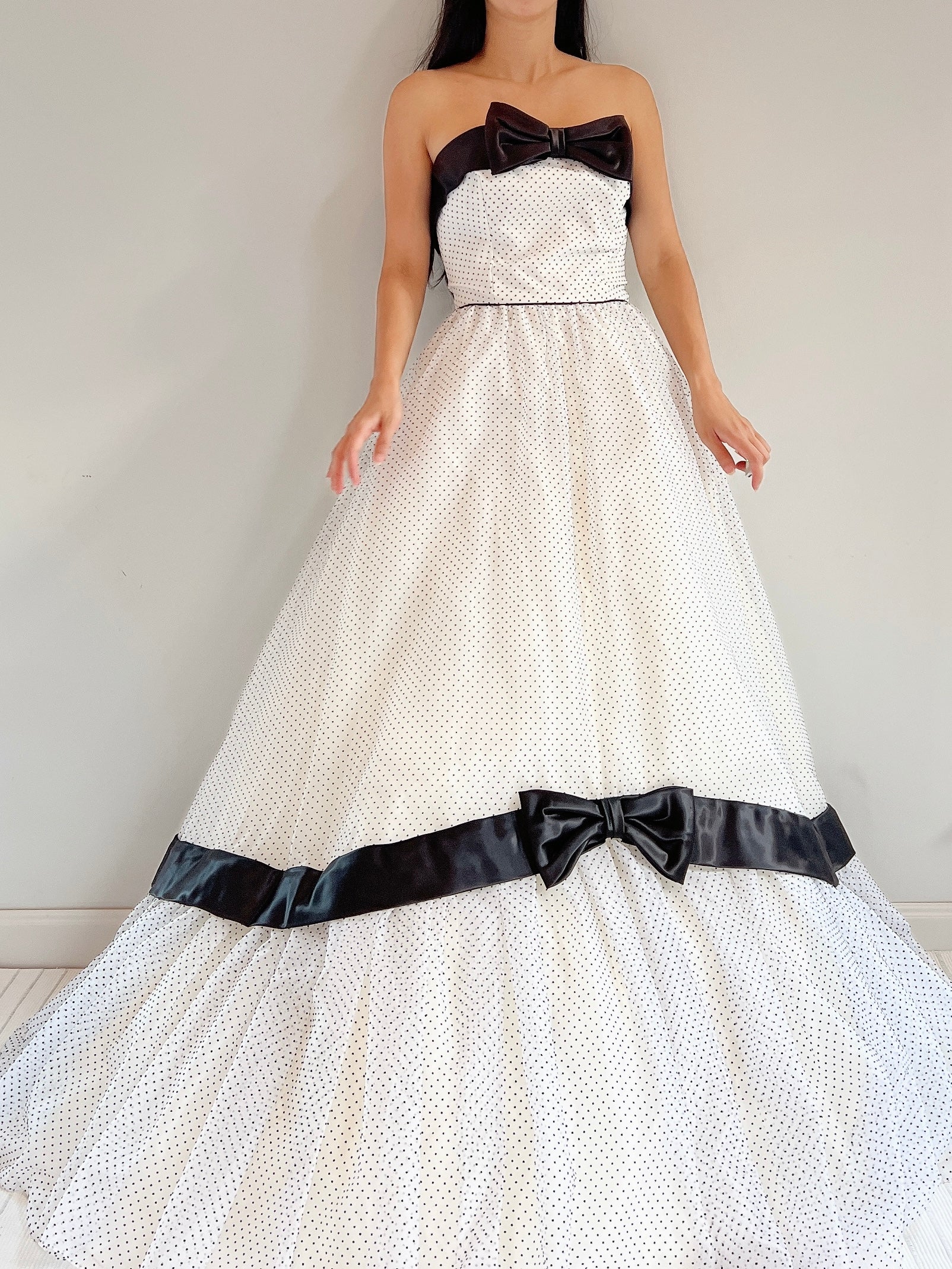 Vintage Strapless Dotted Dress - S/M