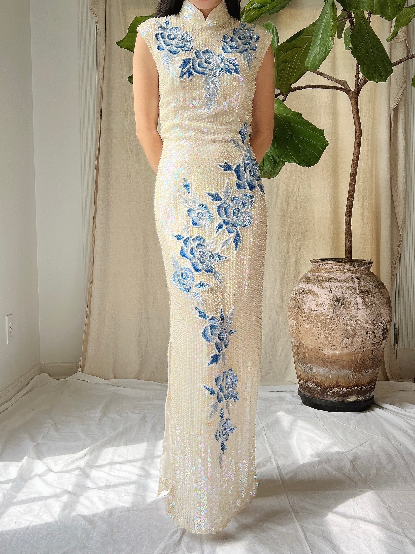 1960s Silk Sequins Qipao - M