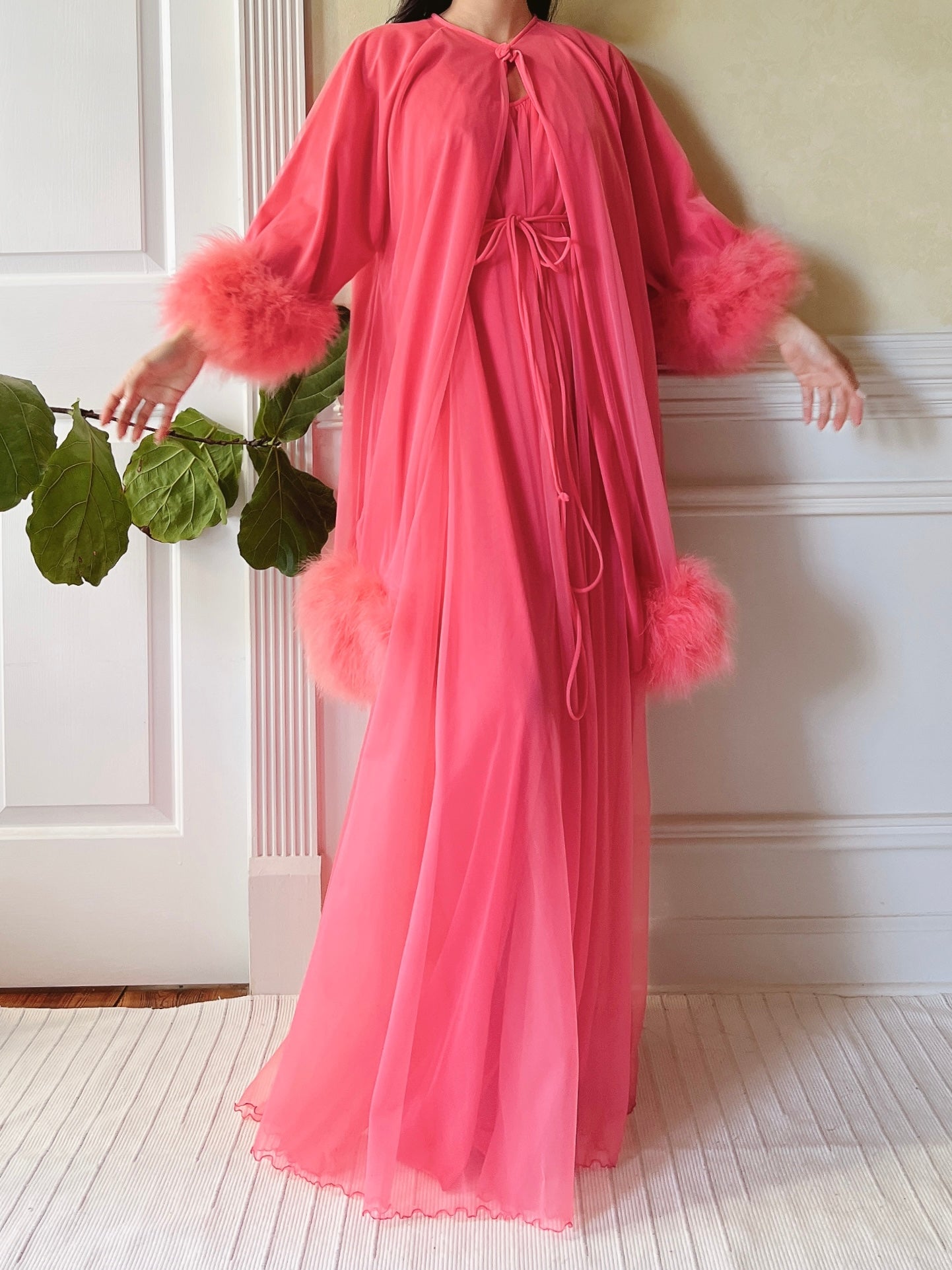 1960s Nylon Feather 2-Piece Set - OSFM